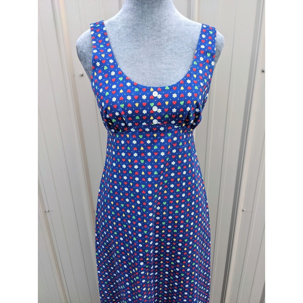 Vintage 60s Lanz Originals Floral Heart Maxi Dress XS/S Folk Boho Cottagecore